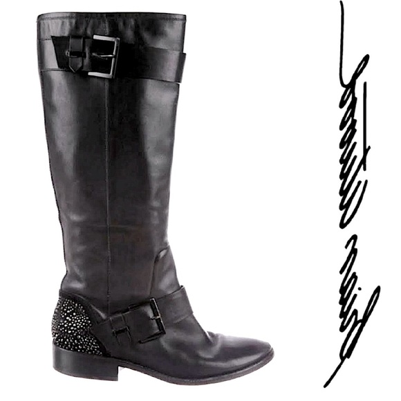 Brian Atwood Shoes - Brian Atwood Black Leather Riding Boots